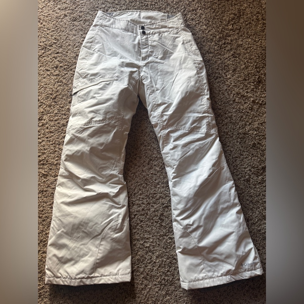 Columbia White Boot-Cut Snow Pants